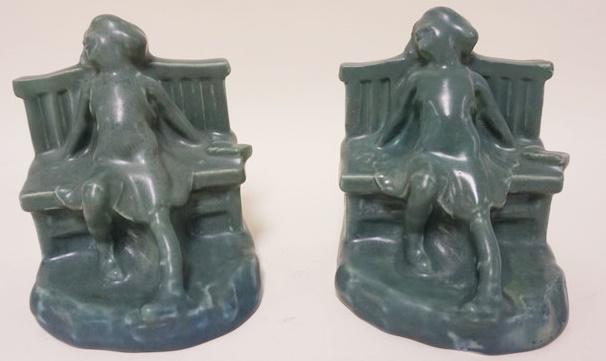 ROOKWOOD ART POTTERY BOOKENDS: ROOKWOOD ART POTTERY BOOKENDS, APPROXIMATELY 5 IN X 6 1/4 IN H