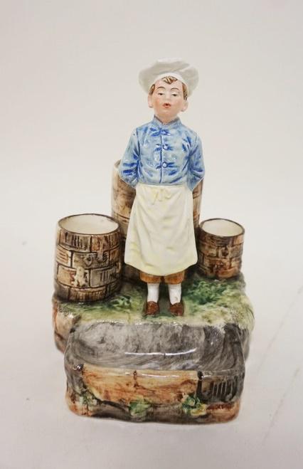 ANTIQUE POTTERY FIGURAL MATCH & PIPE SMOKING ACCESSORIES: ANTIQUE POTTERY FIGURAL MATCH & PIPE SMOKING ACCESSORIES, HOLDER APPROXIMATELY 8 IN HIGH