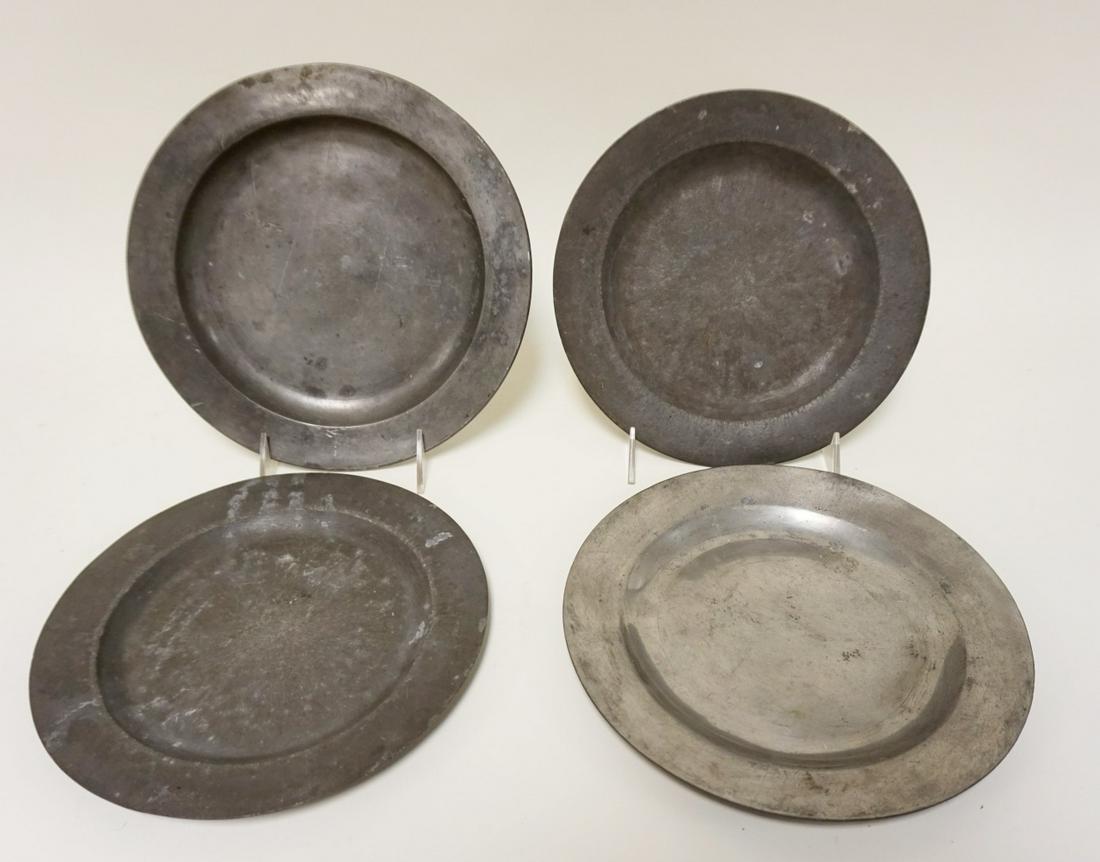 LOT OF 4 ANTIQUE PEWTER PLATES (1 of 5)