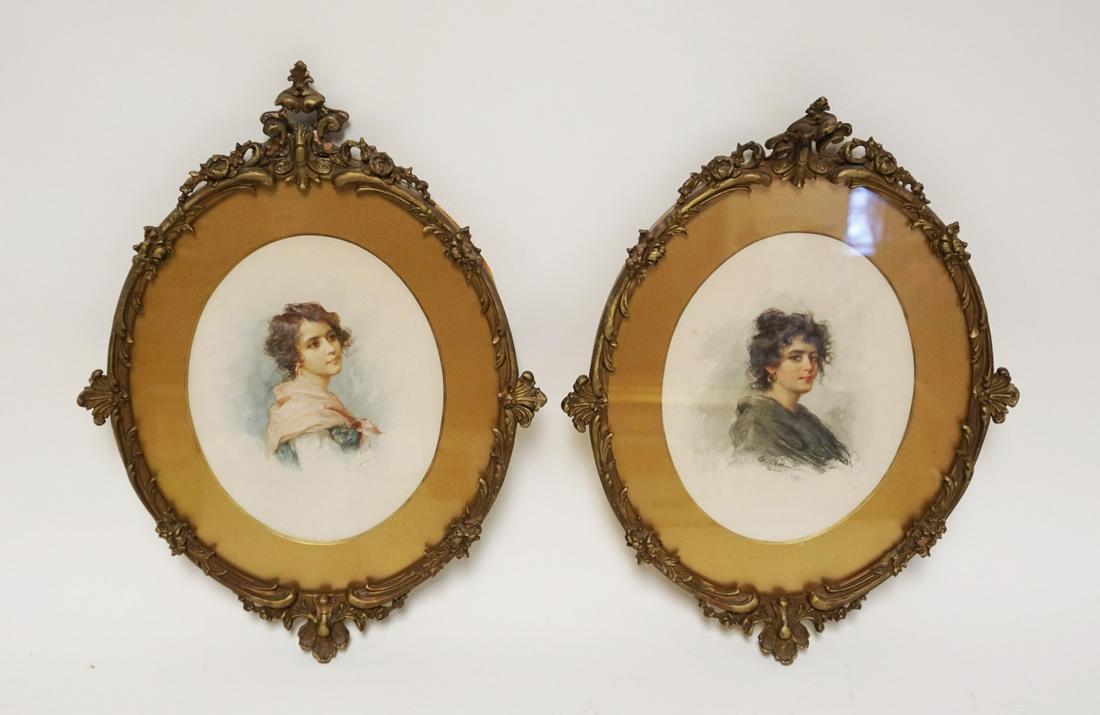 2 ARTIST SIGNED WATERCOLOR PORTRAITS (1 of 5)