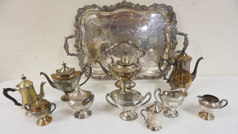SILVER PLATE TEA POTS AND ACCESSORIES (1 of 3)
