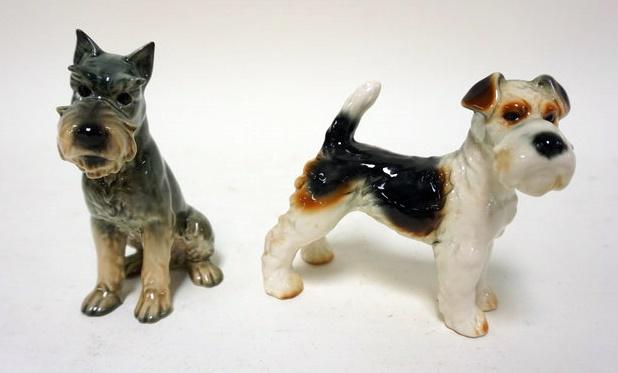 GOEBEL DOG FIGURINES: GOEBEL DOG FIGURINES, LOT OF 2, LARGEST APPROXIMATELY 5 1/4 IN H