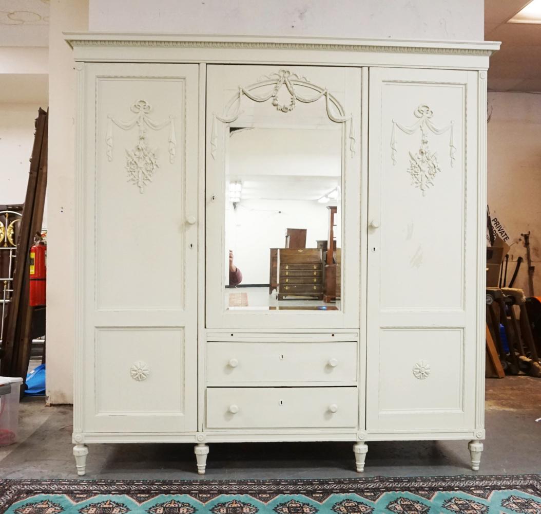 ORNATE 3 PART BEVELED MIRROR WARDROBE (1 of 5)