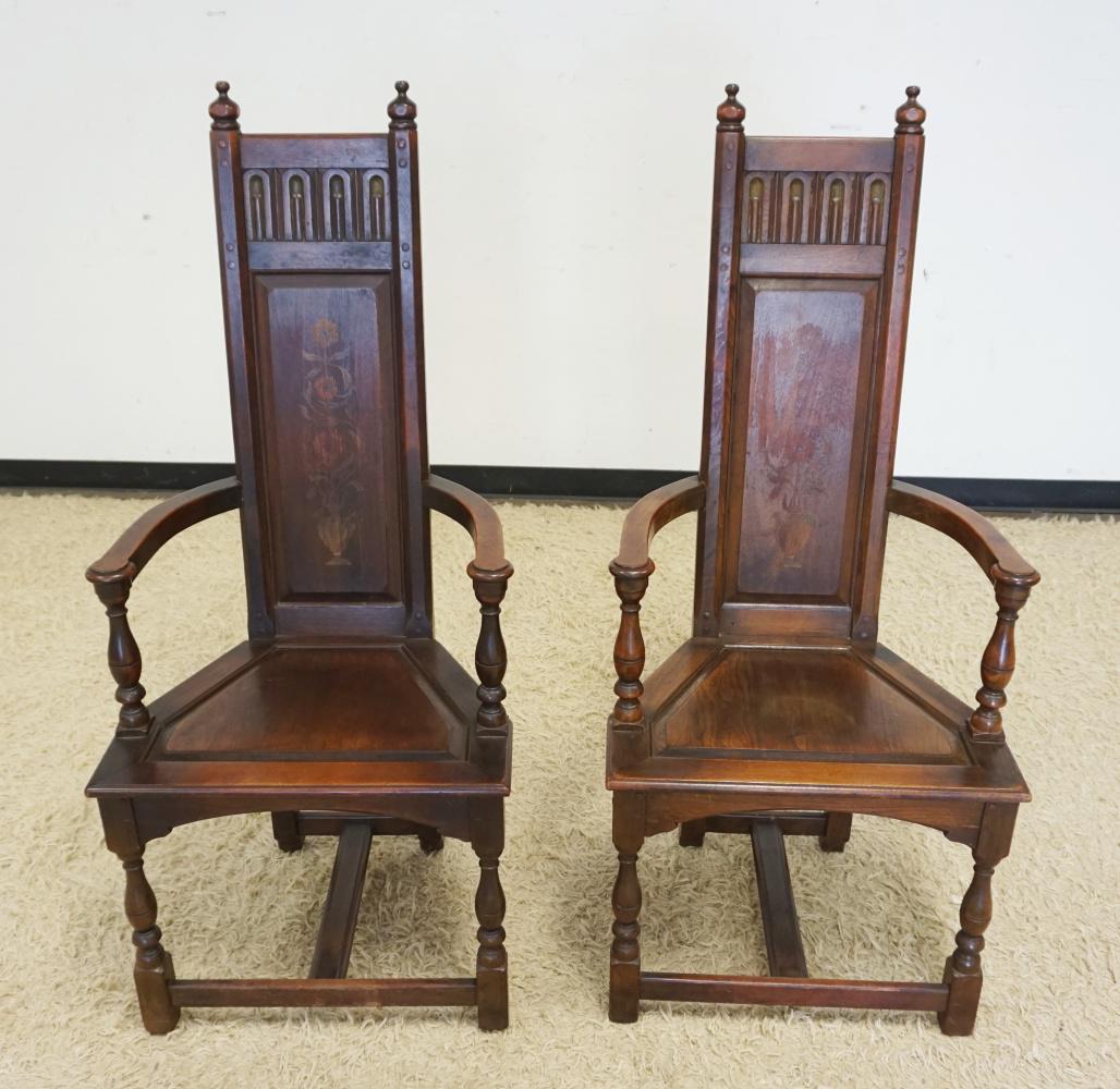 PAIR OF KITTENGER PAINT DECORATED HIGH BACK CHAIRS (1 of 3)