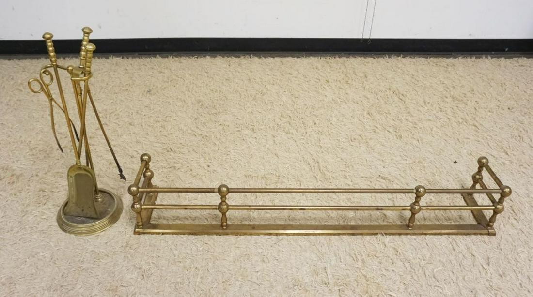 LOT OF BRASS FIREPLACE TOOLS & FENDER (1 of 3)