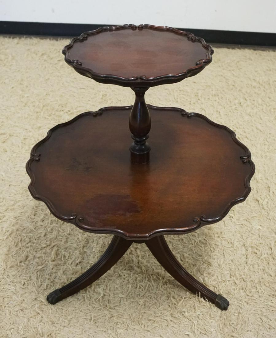 MAHOGANY 2 TIER SCALLOPED EDGE TABLE: MAHOGANY 2 TIER SCALLOPED EDGE TABLE