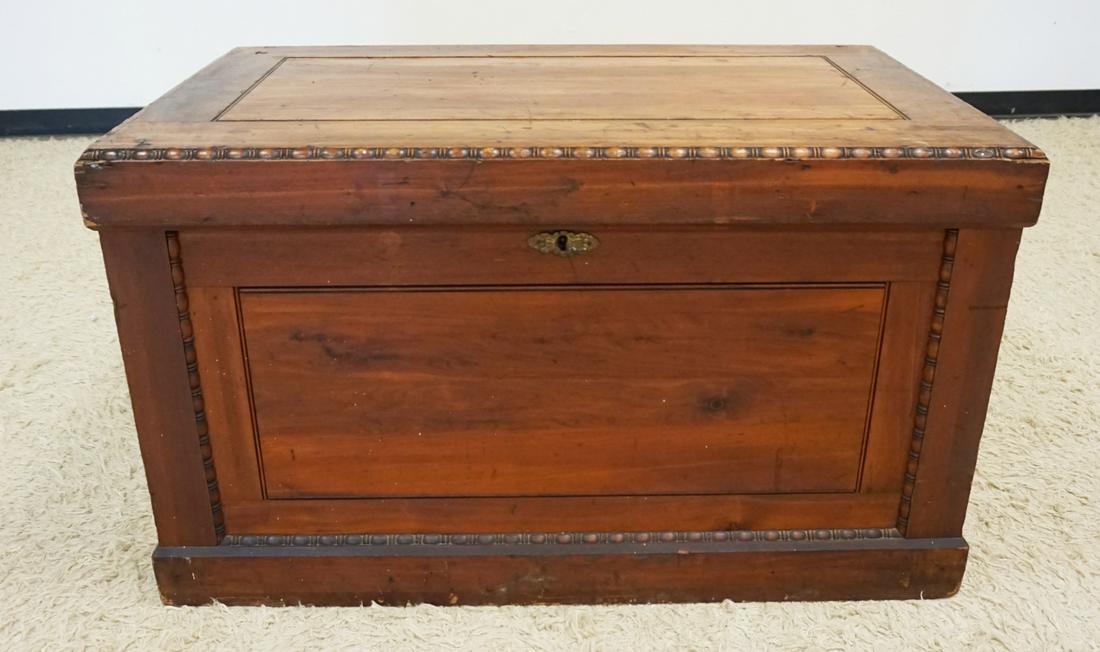 ANTIQUE SOLID CEDAR TRUNK: ANTIQUE SOLID CEDAR TRUNK, APPROXIMATELY 24 IN X 42 IN X 25 IN HIGH