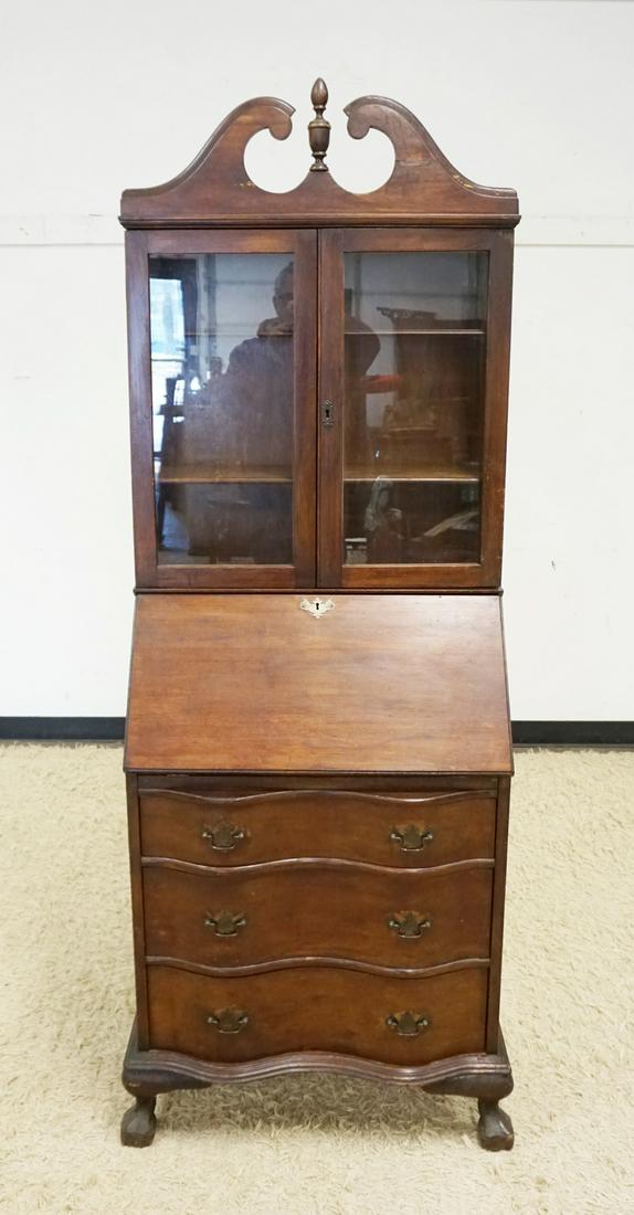 NARROW MAHOGANY GOVENOR WINTHROP SECRETARY DESK: NARROW MAHOGANY GOVENOR WINTHROP SECRETARY DESK, APPROXIMATELY 16 IN X 26 IN X 76 IN HIGH