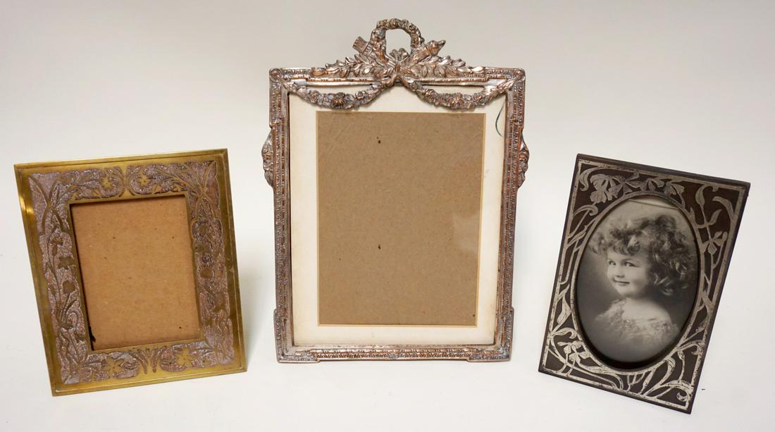 LOT OF 3 METAL DRESSER FRAMES: LOT OF 3 METAL DRESSER FRAMES, 2 MIXED METAL, LARGEST APPROXIMATELY 13 IN HIGH