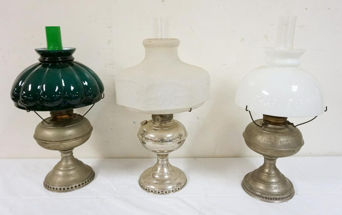 LOT OF 3 NICKEL PLATED RAYO LAMPS: LOT OF 3 NICKEL PLATED RAYO LAMPS