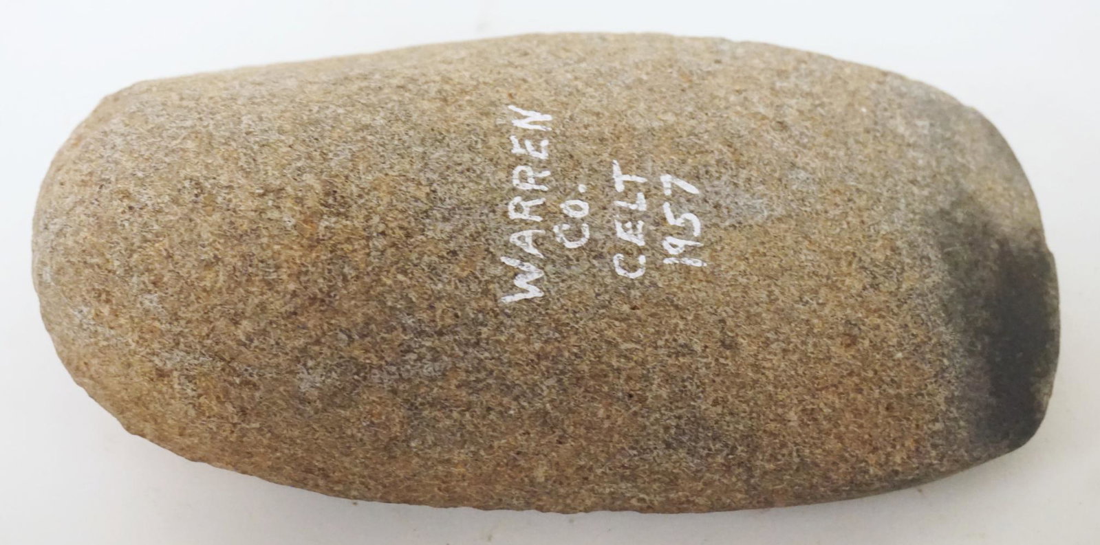 NATIVE AMERICAN INDIAN ARTIFACT: NATIVE AMERICAN INDIAN ARTIFACT CELT, APPROXIMATELY 3 IN X 6 IN