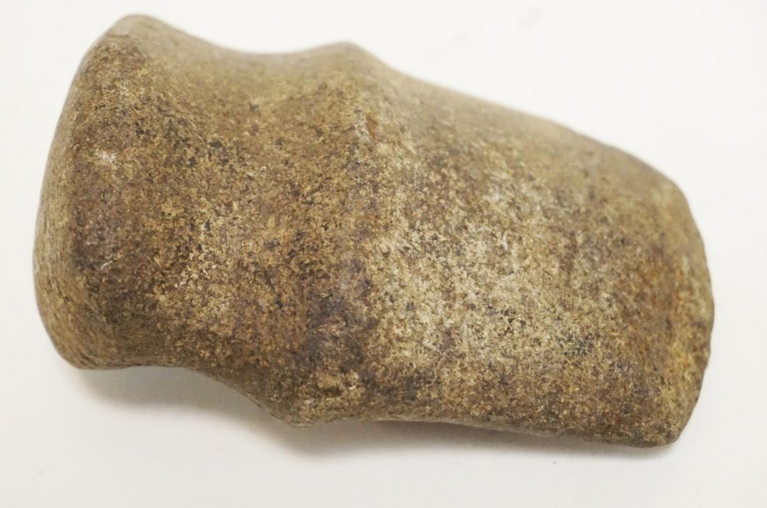 NATIVE AMERICAN INDIAN ARTIFACT: NATIVE AMERICAN INDIAN ARTIFACT AXE HEAD, APPROXIMATELY 4 IN X 2 1/2 IN