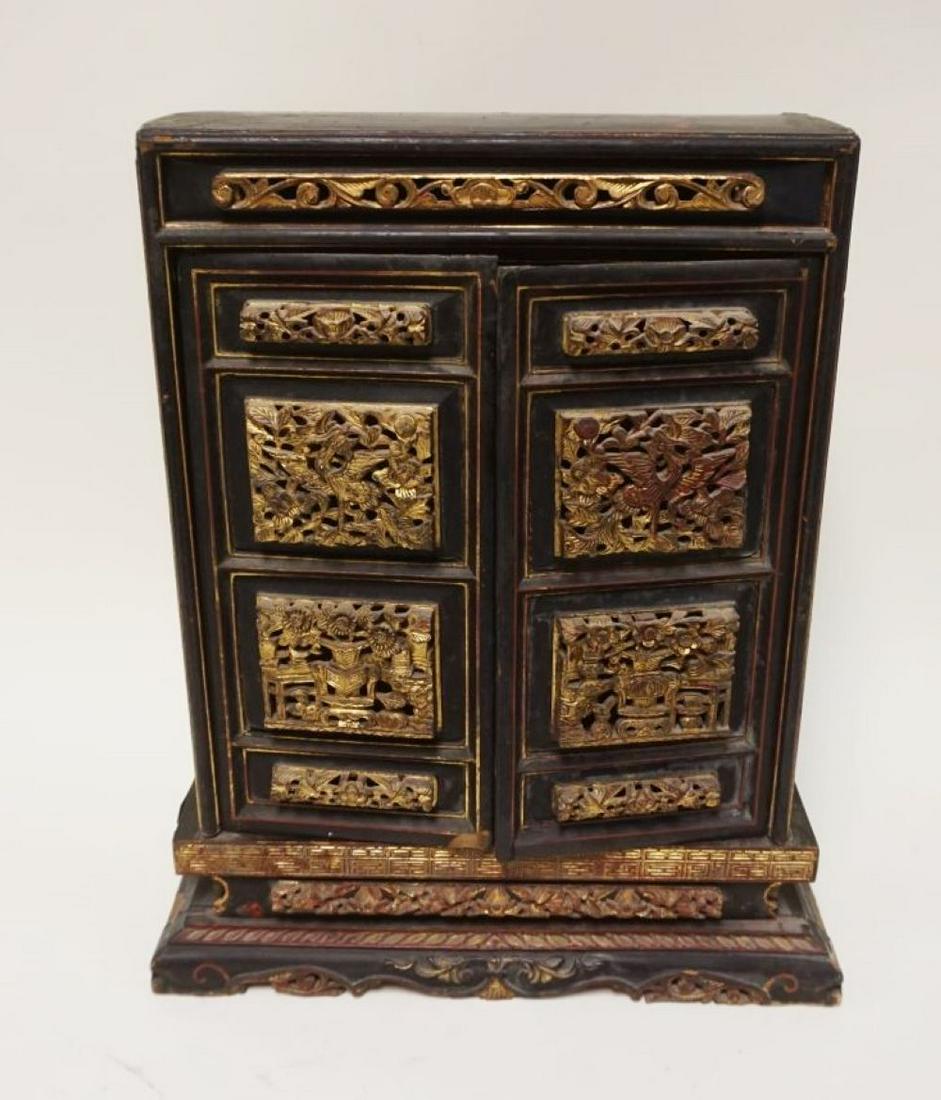 ANTIQUE ASIAN CARVED 2 DOOR CABINET (1 of 10)