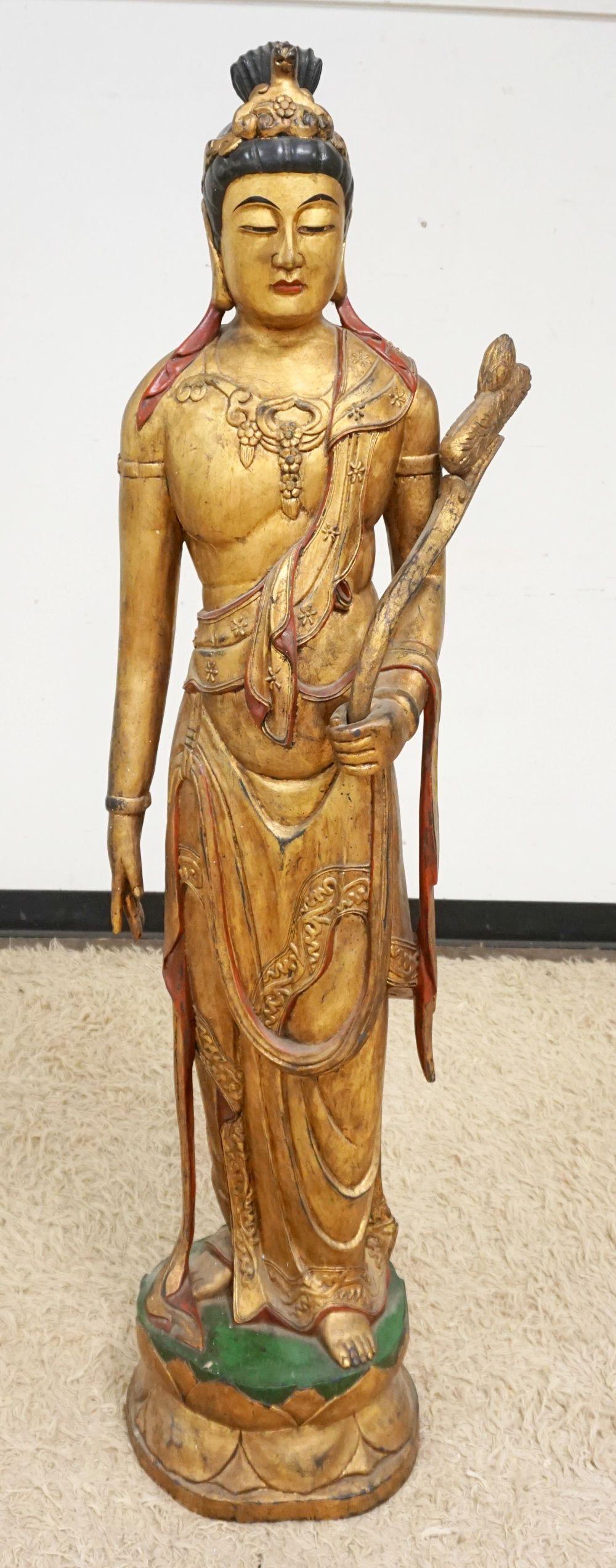 LIFE SIZE CARVED ASIAN STATUE (1 of 6)