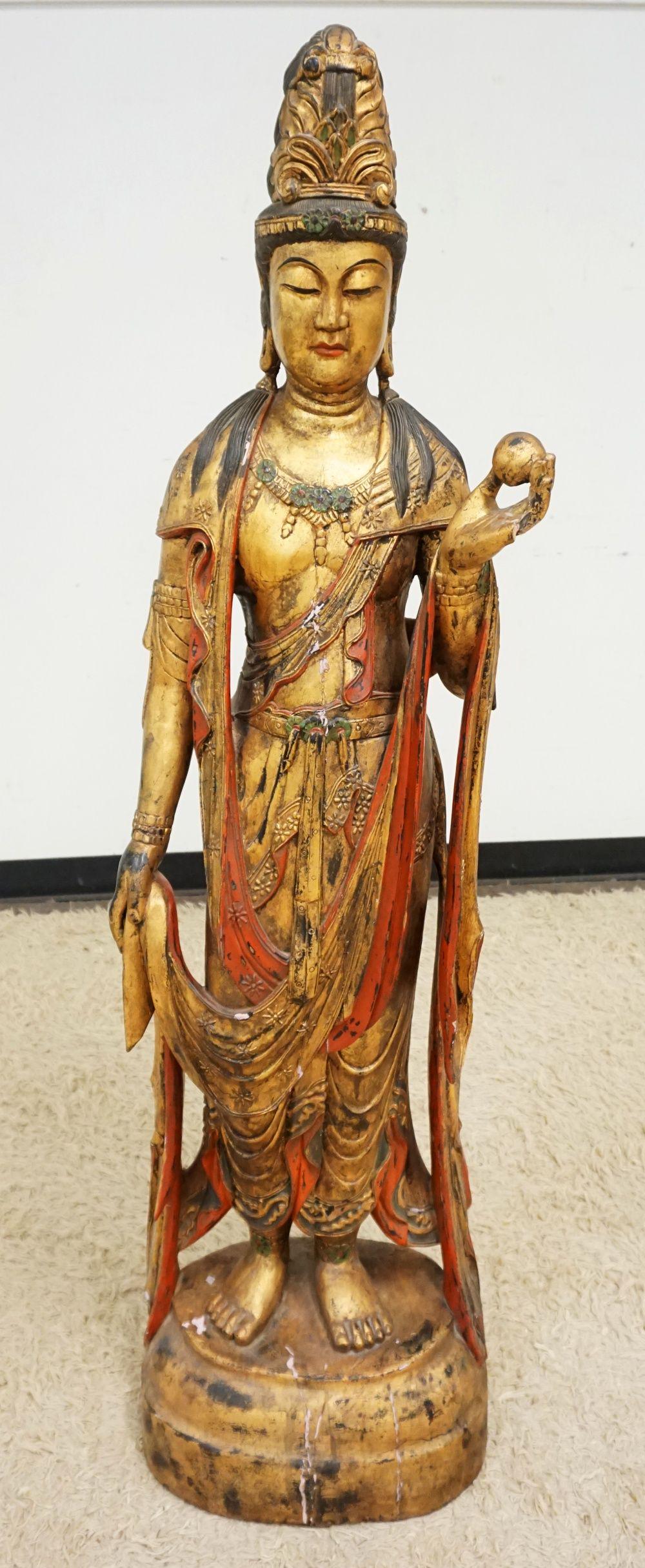 LIFE SIZE CARVED ASIAN STATUE (1 of 6)