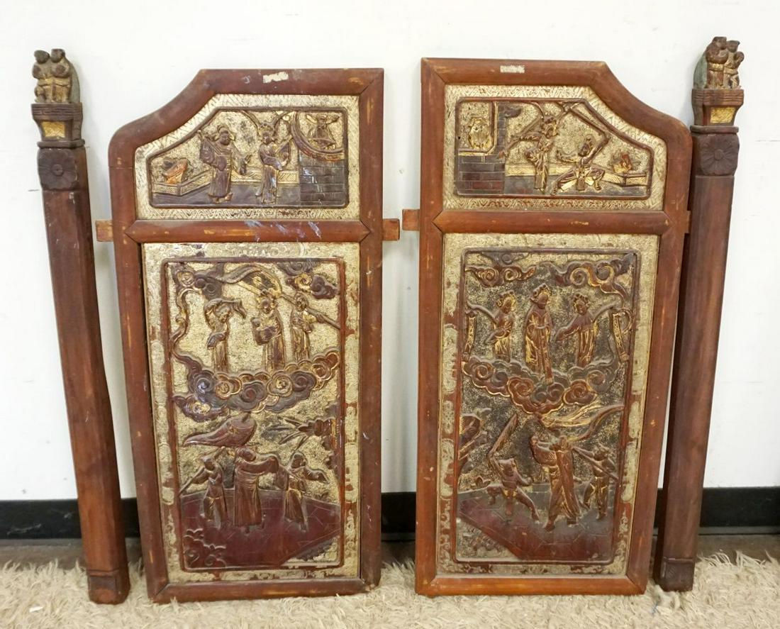 2 CARVED WOOD ASIAN PANELS (1 of 8)