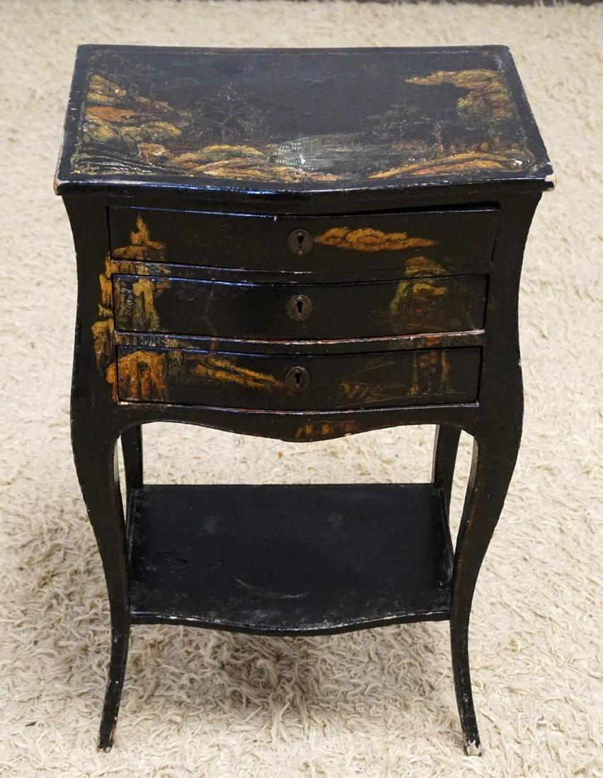 BLACK LACQUERED PAINT DECORATED STAND (1 of 5)