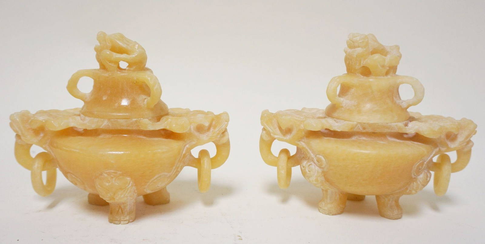 2 CARVED SOAPSTONE COVERED VESSELS (1112) on Apr 07, 2023 Dennis