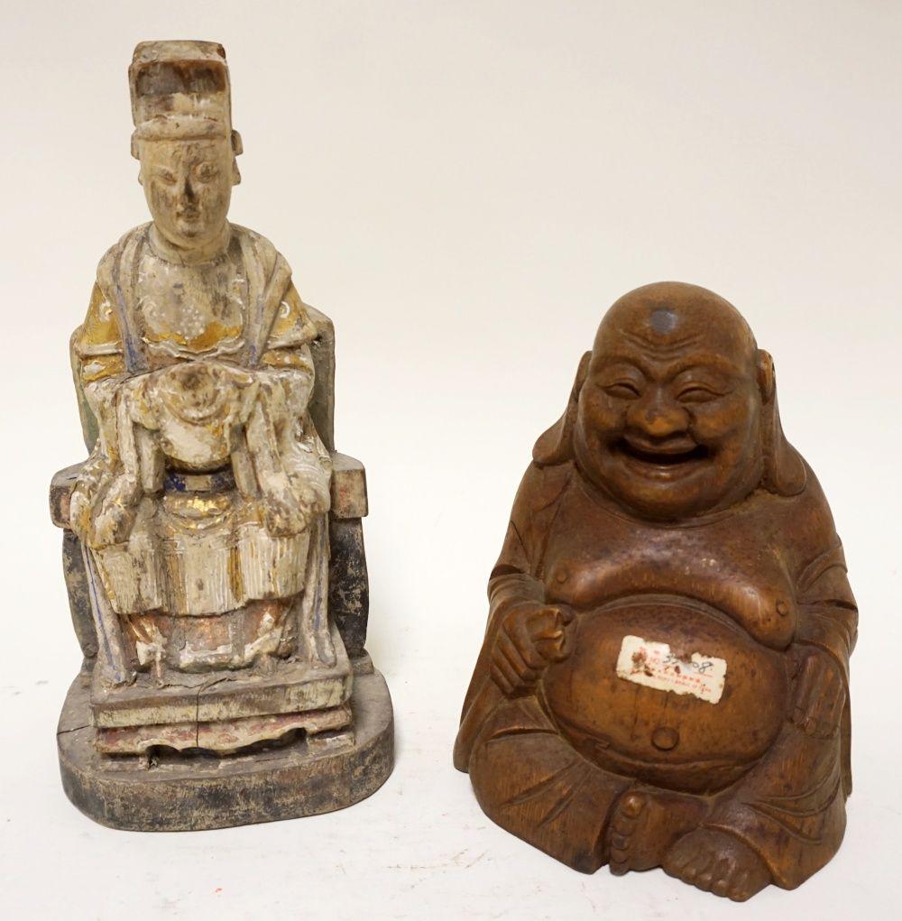 2 ASIAN WOOD FIGURAL CARVINGS (1 of 4)