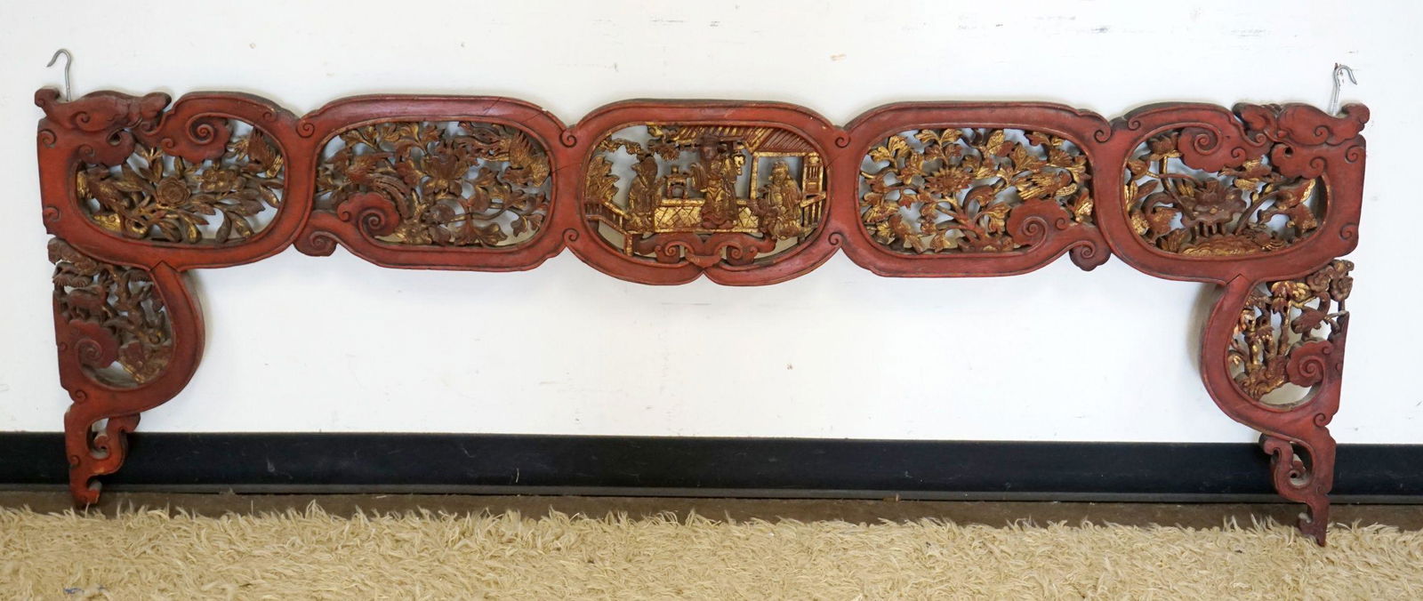 LARGE ASIAN FRETWORK INTRICATE WOOD CARVING (1 of 6)