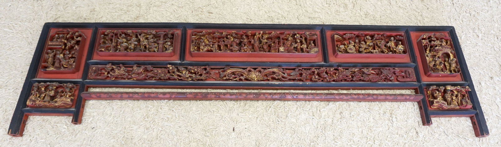 LARGE ASIAN POLYCHROME WOOD CARVING (1 of 8)