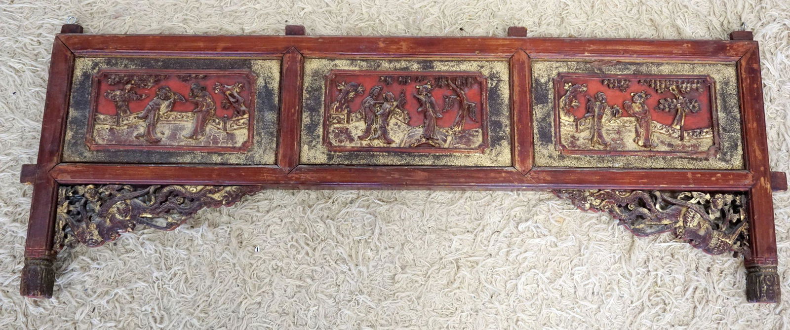 ASIAN POLYCHROME WOOD CARVING (1 of 5)