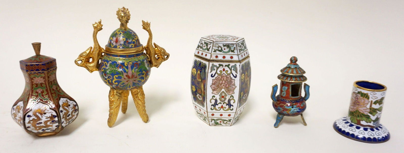 GROUP OF 5 ASSORTED MINIATURE CLOISONNE ITEMS (1 of 6)