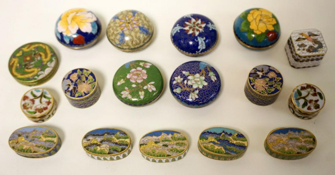 GROUP OF ASSORTED CLOISONNE COVERED BOXES (1 of 4)