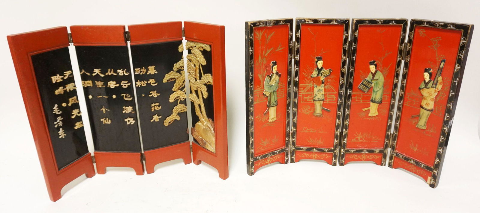 2 MINIATURE ASIAN FOLDING SCREENS (1 of 4)