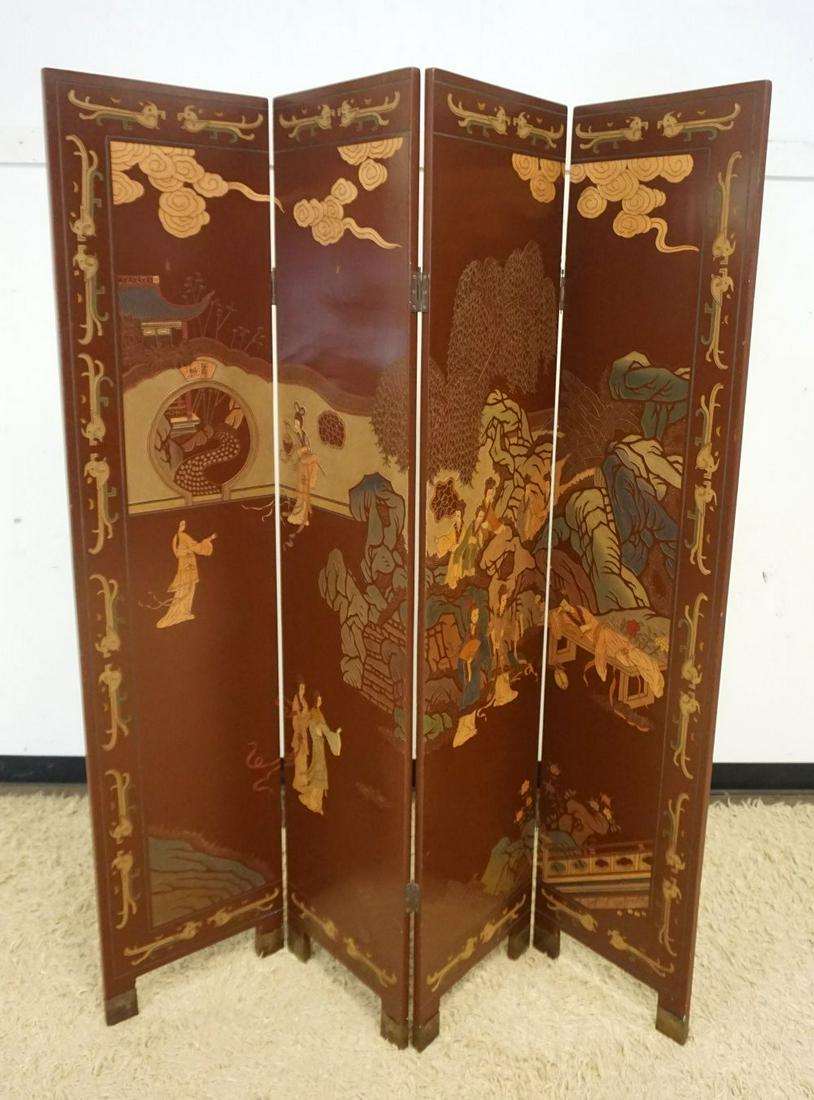 ASIAN 4 PART FOLDING 2 SIDED SCREEN (1 of 4)