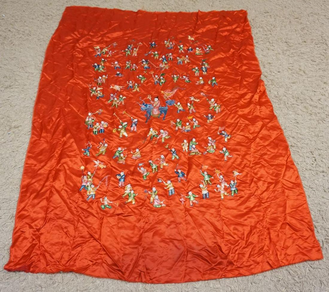 LARGE ASIAN EMBROIDERED SILK CLOTH (1 of 5)