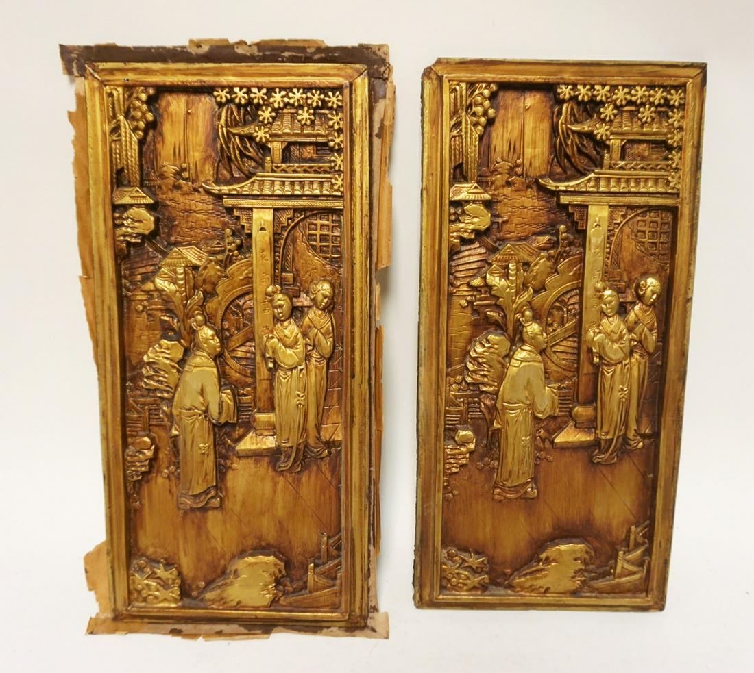 PAIR OF CARVED ASIAN PANELS (1 of 3)