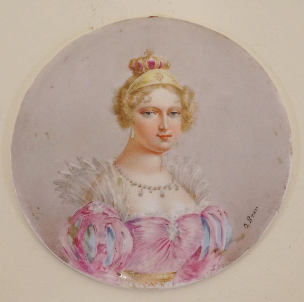 HAND PAINTED MEDALLION ARTIST SIGNED PORCELAIN FIGURE (1 of 4)