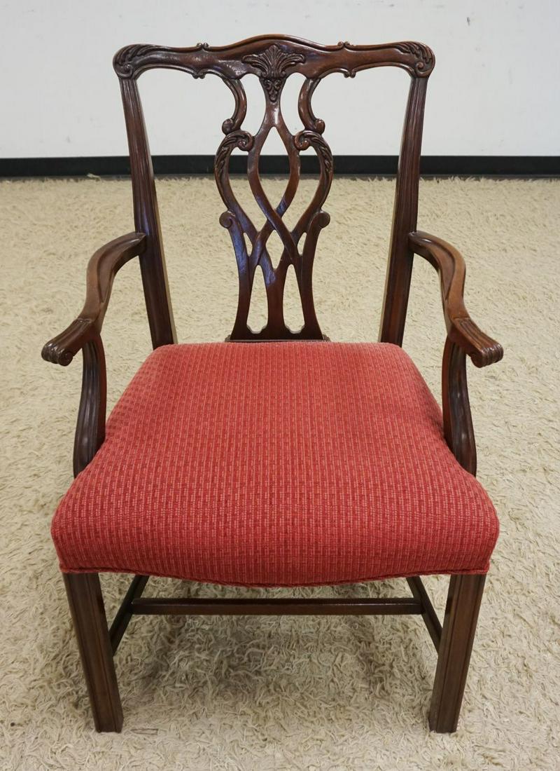 CHIPPENDALE STYLE MAHOGANY ARMCHAIR: CHIPPENDALE STYLE MAHOGANY ARMCHAIR