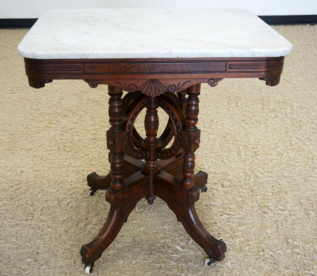 WALNUT VICTORIAN MARBLE TOP TABLE (1 of 2)