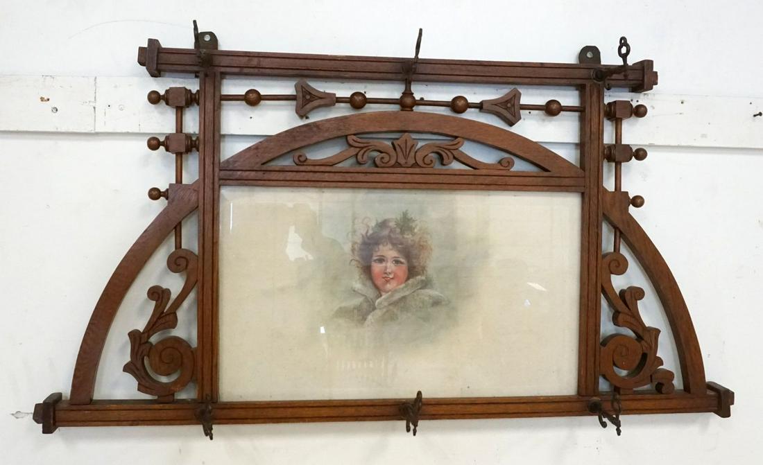 OAK VICTORIAN COAT & HAT RACK (1 of 2)