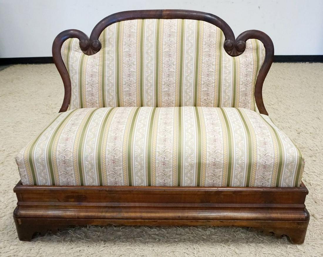 EMPIRE MAHOGANY & UPHOLSTERED SETTEE (1 of 3)