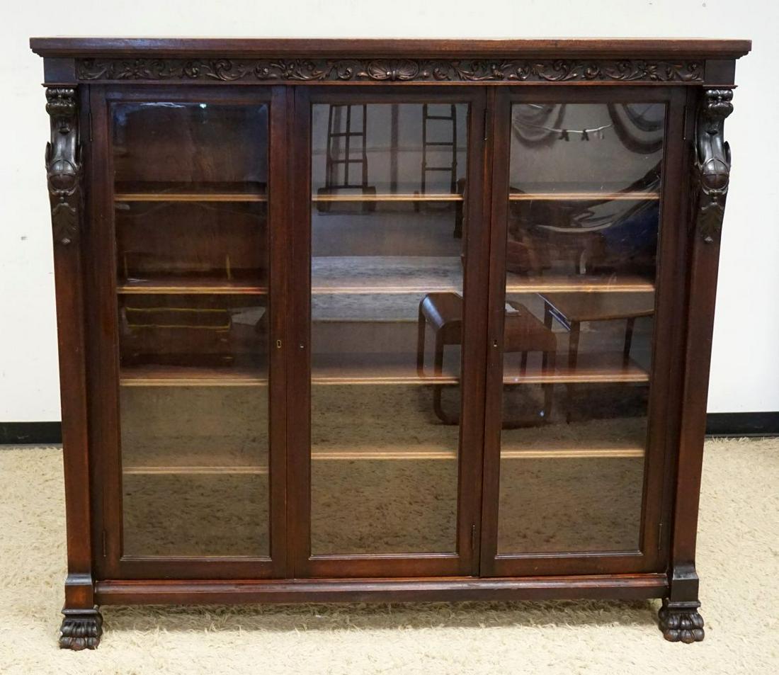 MAHOGANY TRIPLE DOOR BOOKCASE (1 of 5)
