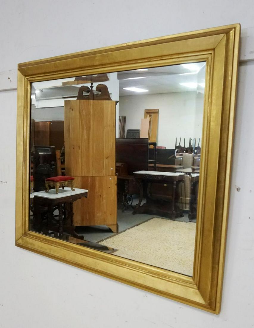 BEVELED GLASS MIRROR: BEVELED GLASS MIRROR IN GILT FINISHED FRAME, APPROXIMATELY 38 IN X 33 IN