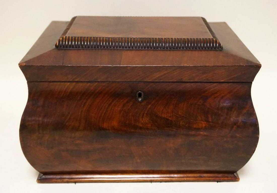 ANTIQUE MAHOGANY BOMBE SEWING BOX (1 of 4)