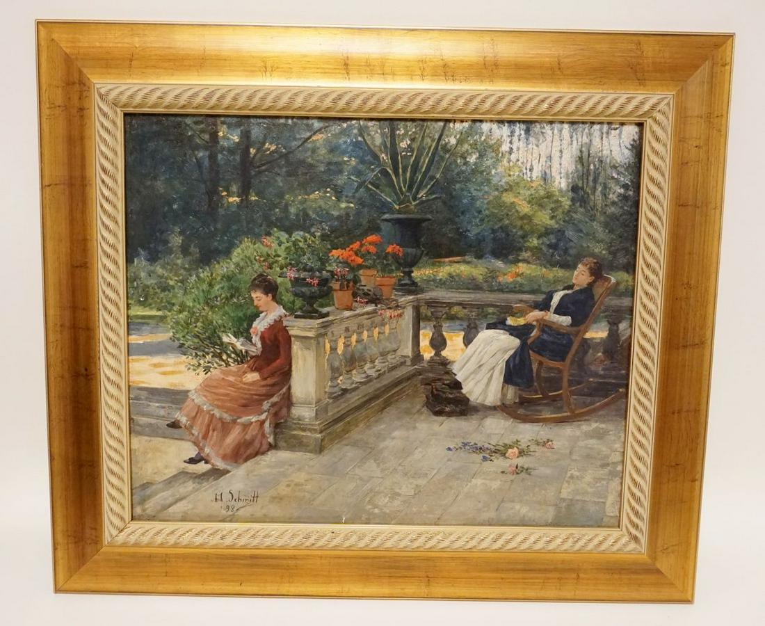 ANTIQUE OIL PAINTING ON BOARD (1 of 4)