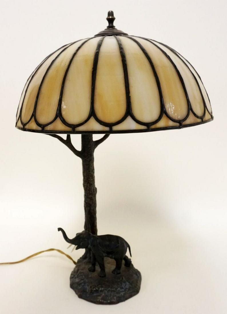 BRONZE ELEPHANT & TREE TABLE LAMP (1 of 8)