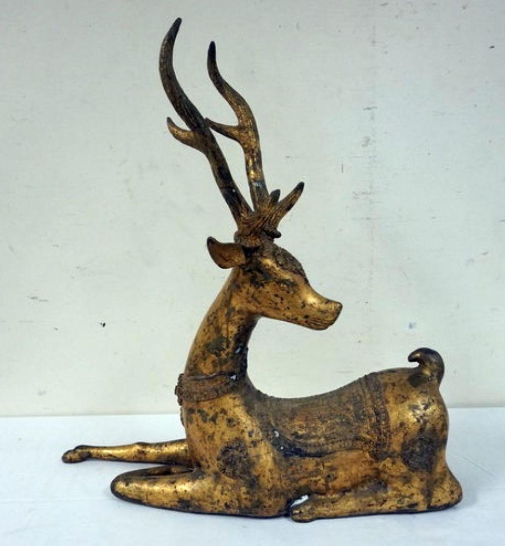 LARGE THAI GILT METAL DEER (1 of 2)