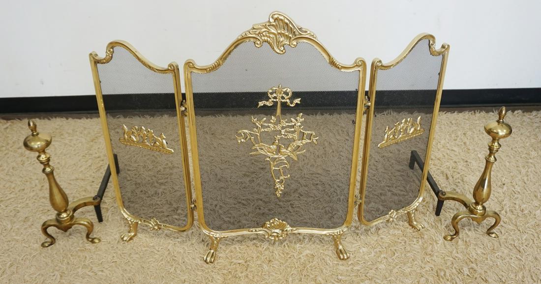 ORNATE PAWFOOT BRASS FIRE SCREEN (1 of 4)