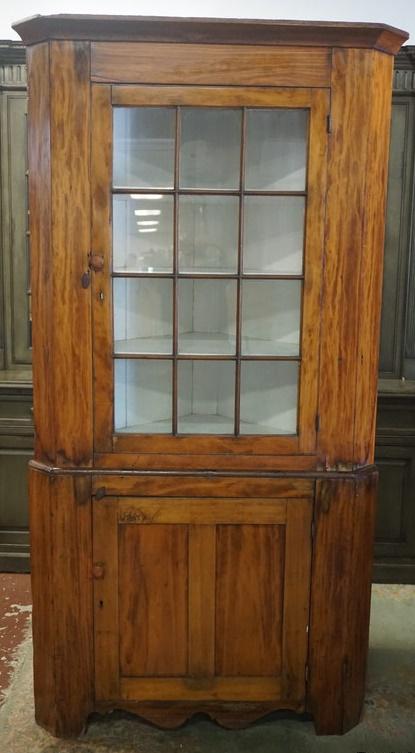 ANTIQUE 2 PART CHERRY CORNER CUPBOARD (1 of 2)