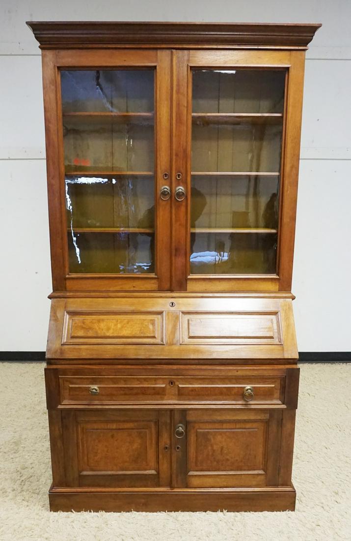 WALNUT & VICTORIAN 2 PART SECRETARY DESK (1 of 4)