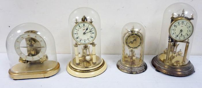 ASSORTED LOT OF CLOCKS UNDER GLASS DOMES (1 of 3)