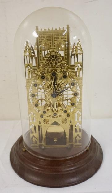 CATHEDRAL SKELETON CLOCK UNDER GLASS DOME (1 of 2)