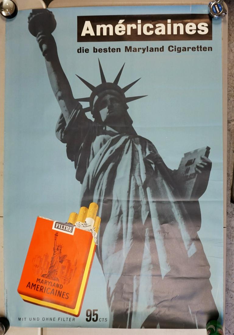 VINTAGE MARYLAND AMERICAINES CIGARETTES POSTER (1 of 6)