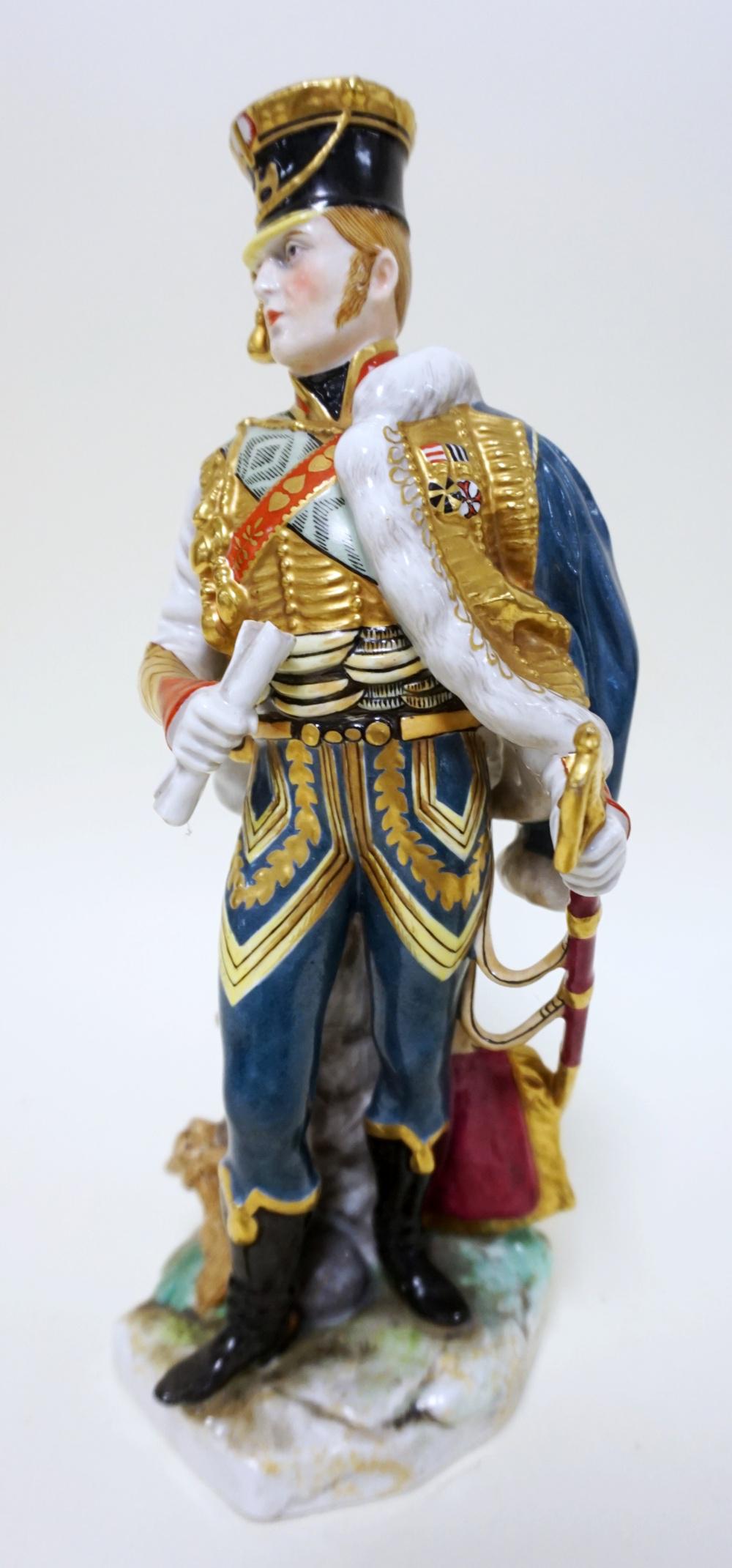 CAPODIMONTE FIGURE OF A SOLDIER: CAPODIMONTE FIGURE OF A SOLDIER, APPROXIMATELY 10 IN HIGH